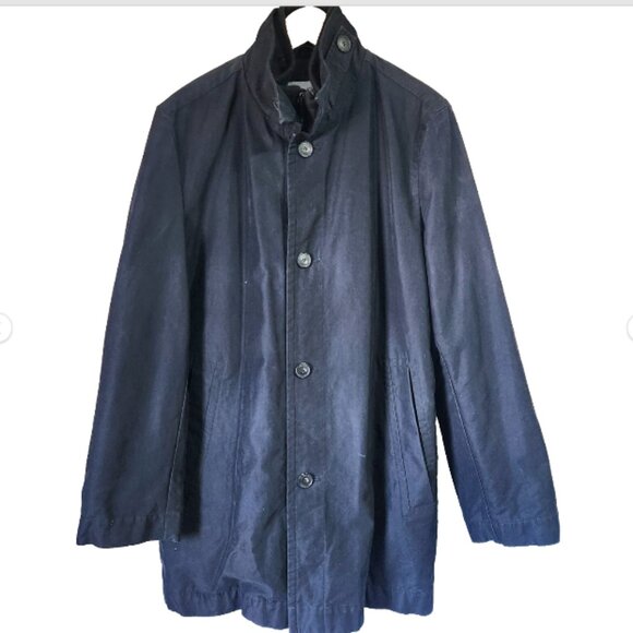 Calvin Klein Coat Fall Winter Mens Size Med Blue Zip and Button Close Vintage - Picture 1 of 12